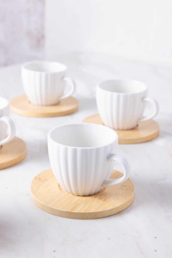 TAZA CON PLATO BAMBÚ LINES X 6