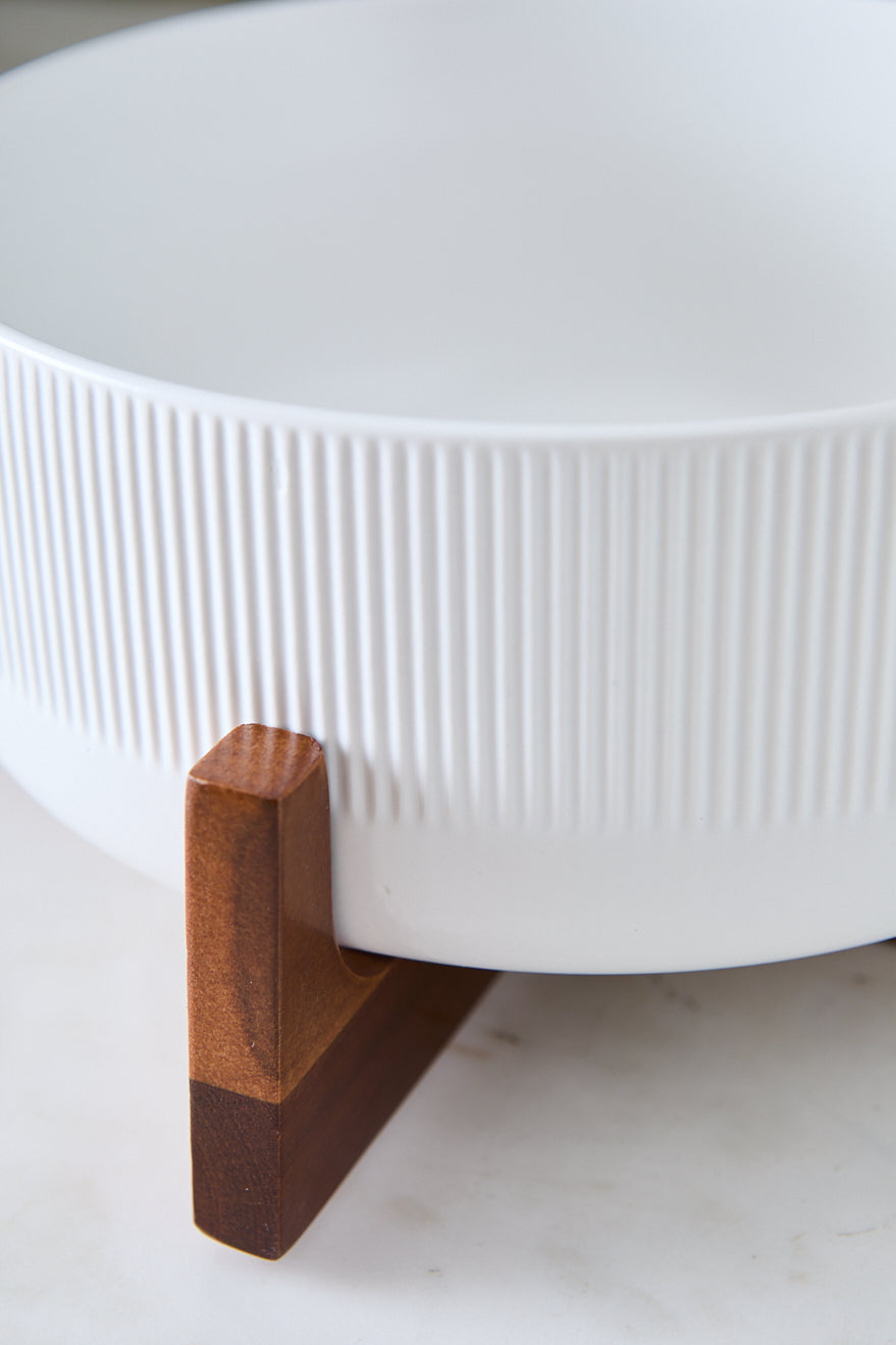 ENSALADERA CERÁMICA WHITE & WOOD 22CM