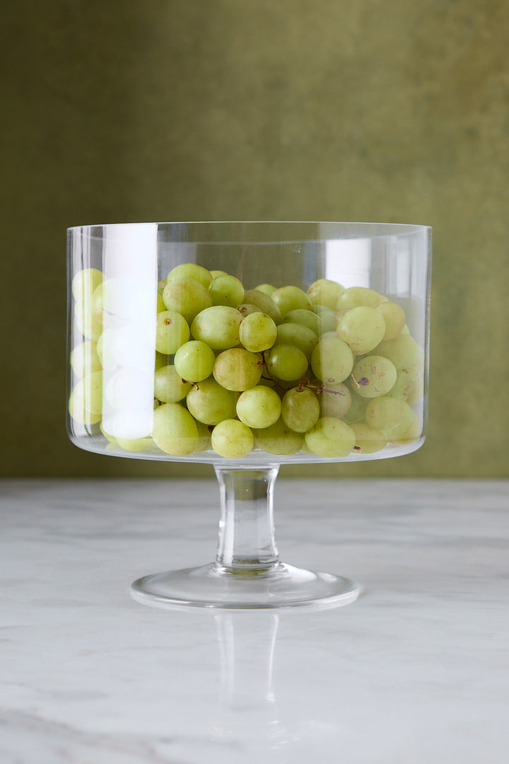 RECIPIENTE DE VIDRIO CON PIE