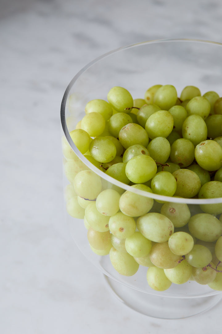 RECIPIENTE DE VIDRIO CON PIE