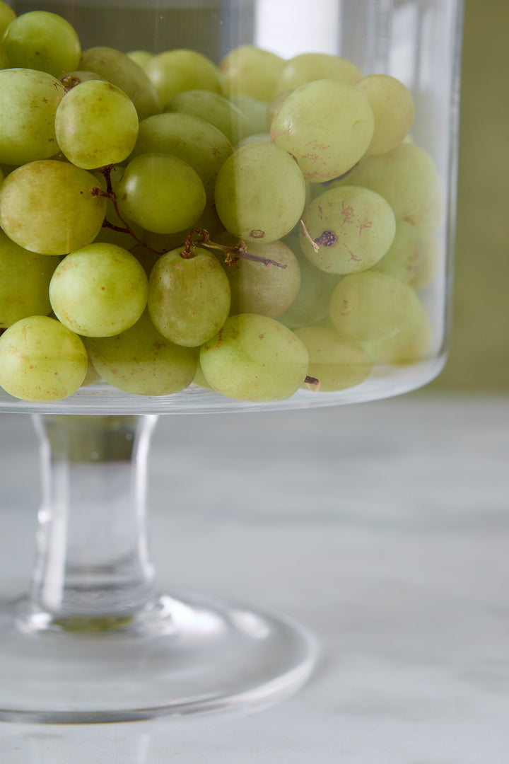 RECIPIENTE DE VIDRIO CON PIE