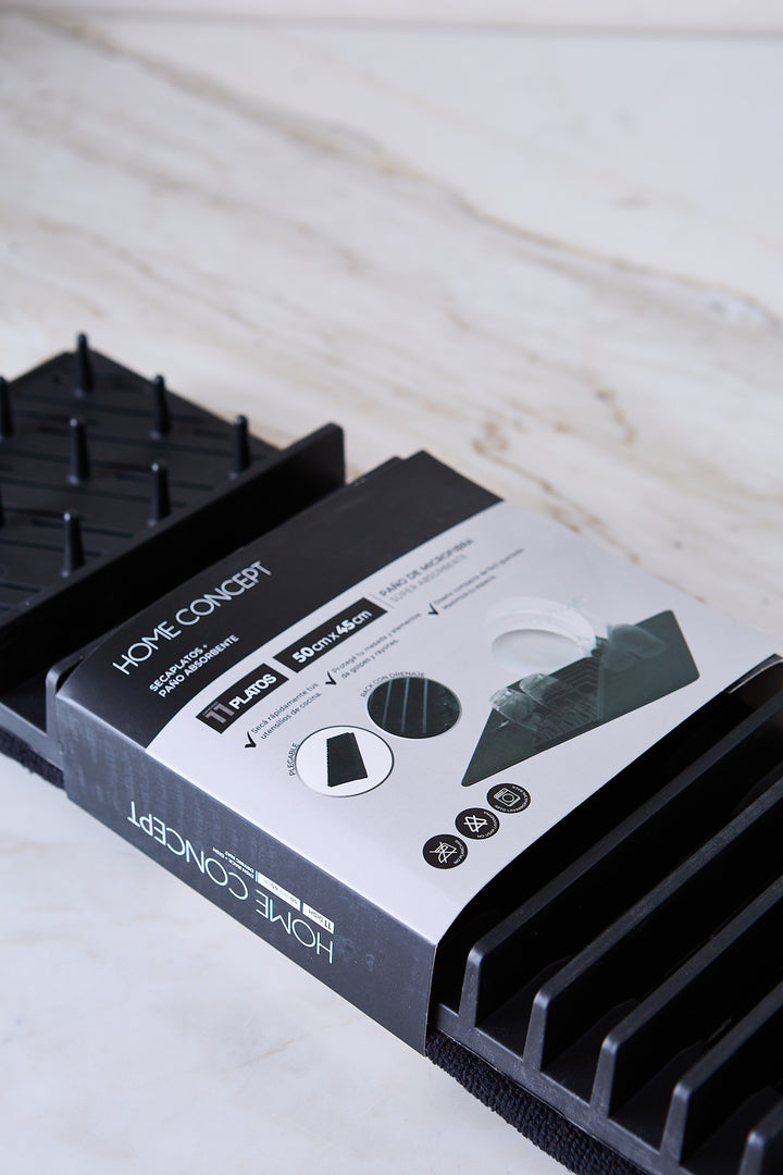 PAÑO ESCURRIDOR MICROFIBRA CON SECAPLATOS BLACK