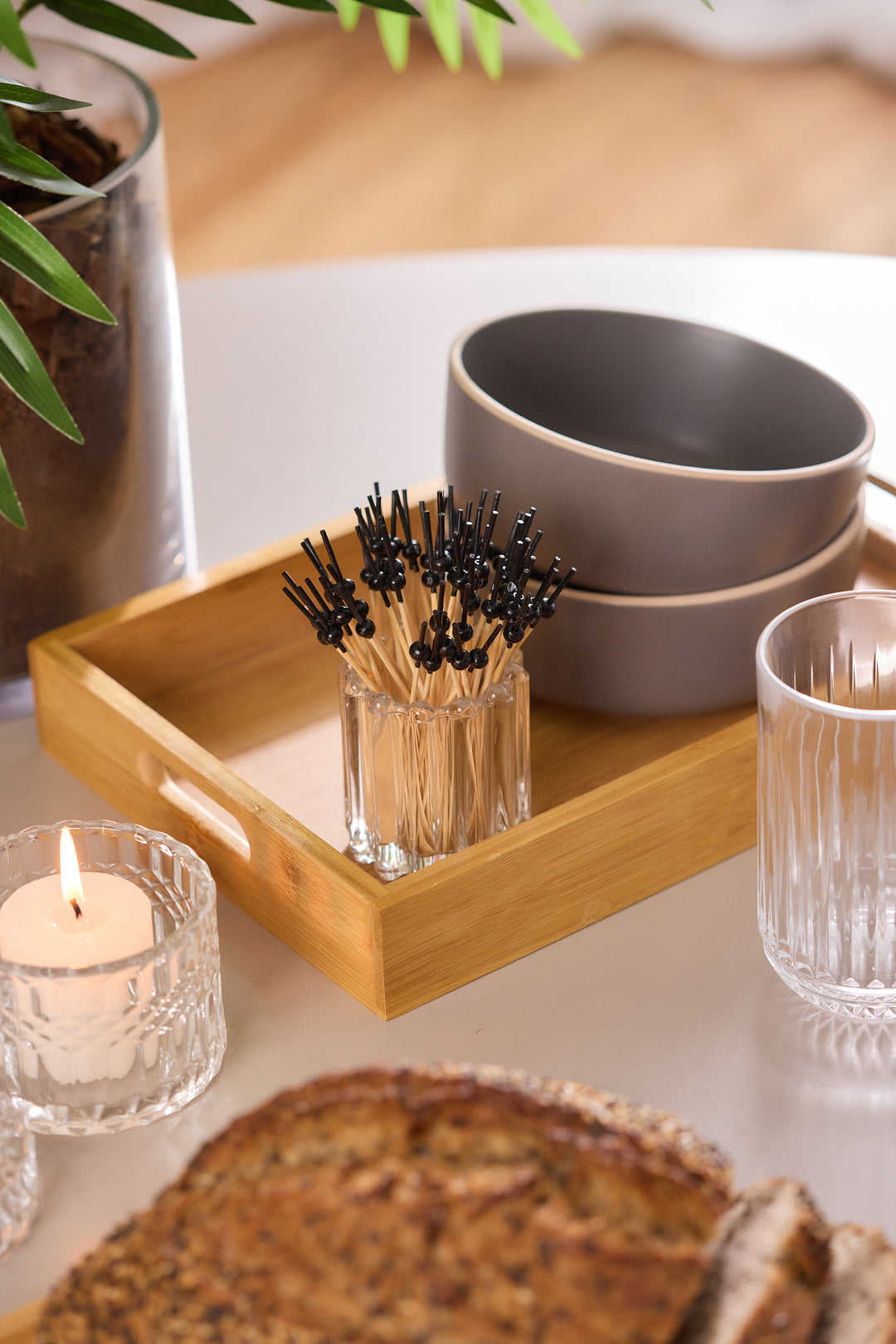 JUEGO DE BANDEJA RECTANGULAR DE BAMBÚ x 3