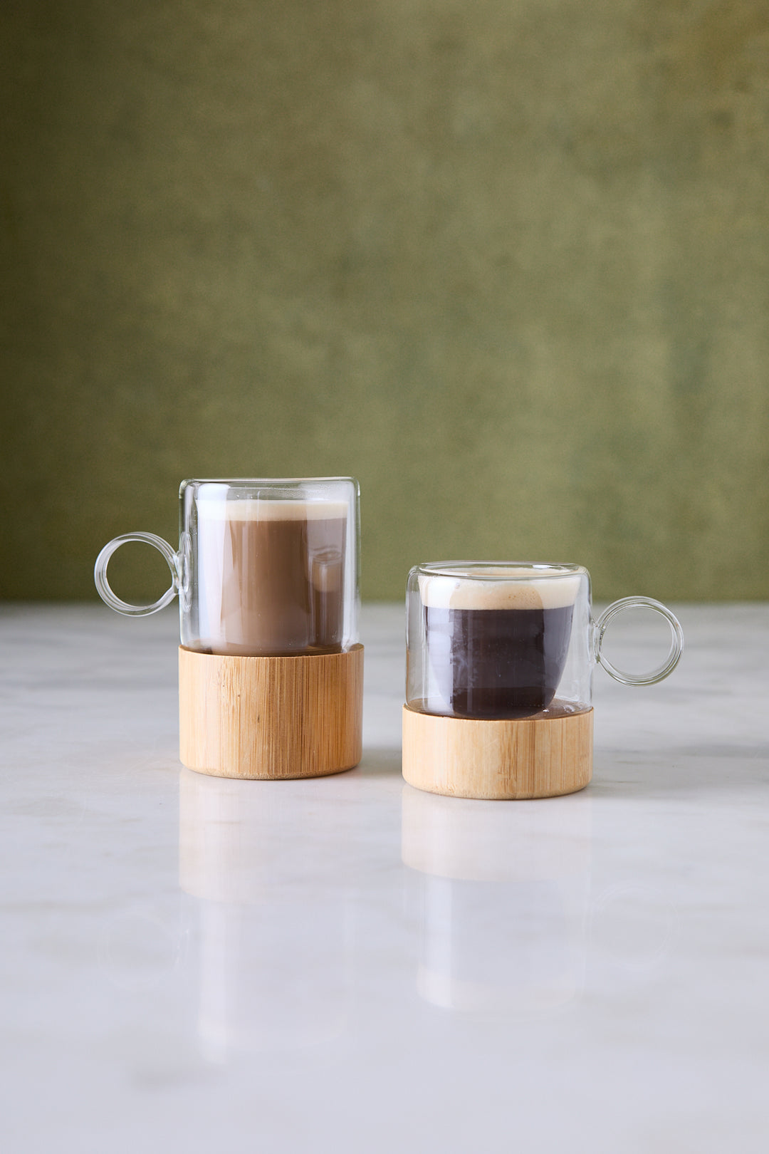 POCILLO BASE BAMBU DOBLE VIDRIO BIANCA 110ML