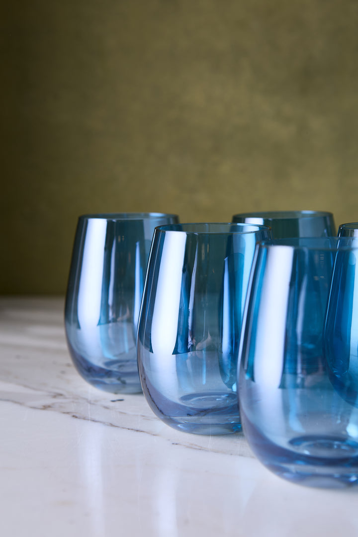 VASO BOMBE SHINING BLUE 410ML x 6