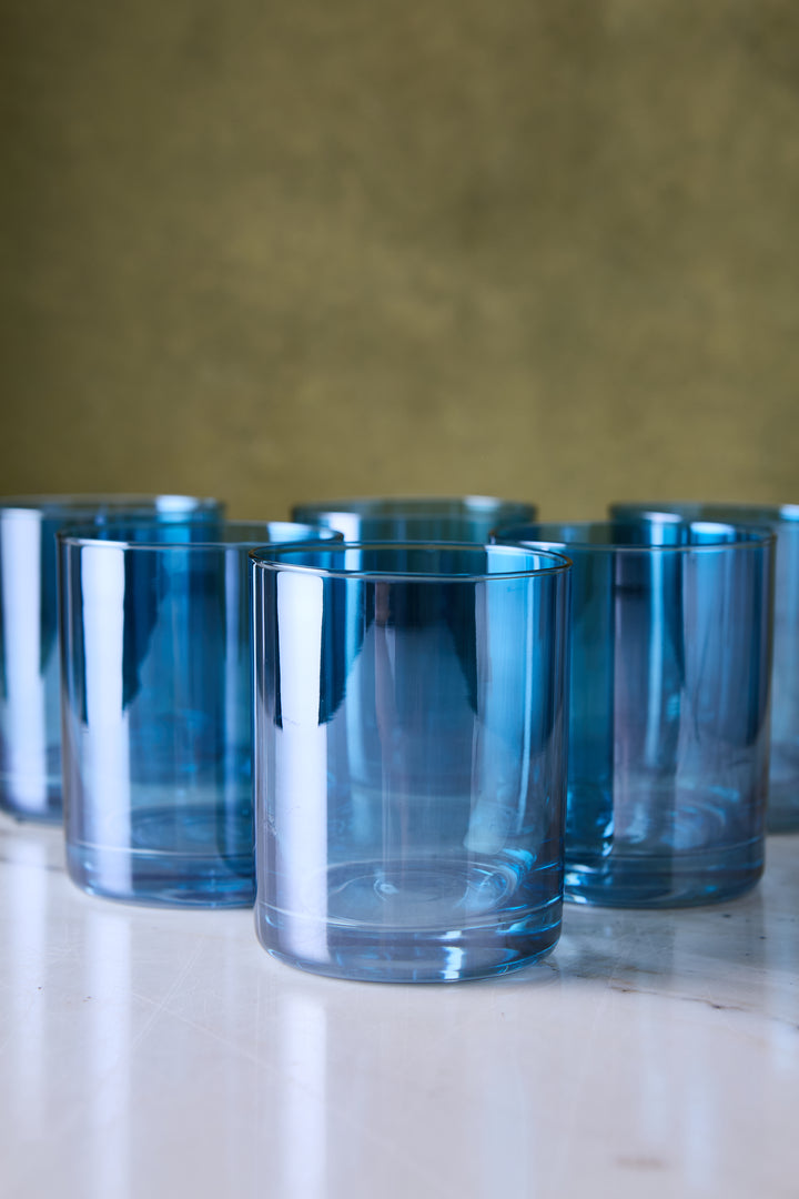 VASO RECTO SHINING BLUE 390ML x 6