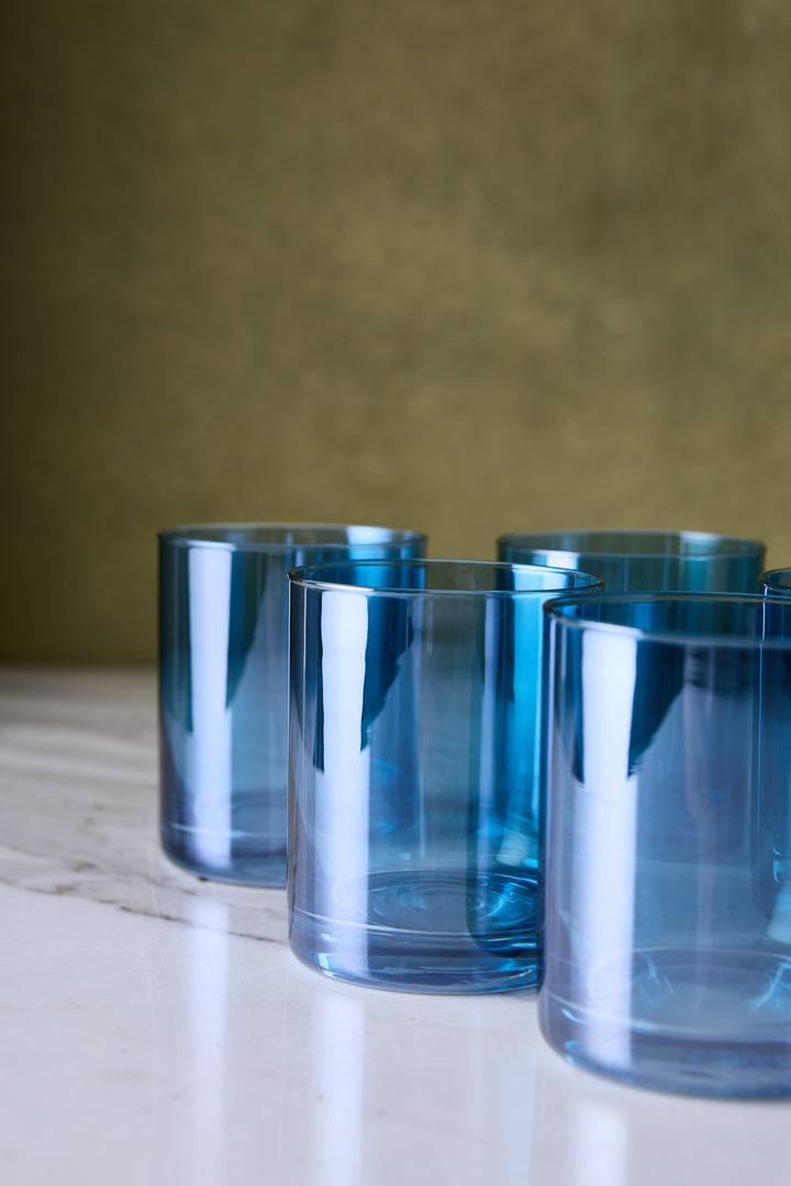 VASO RECTO SHINING BLUE 390ML x 6