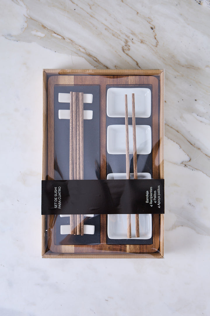 SET DE SUSHI ACACIA & PORCELANA KAZE