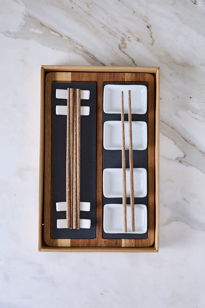 SET DE SUSHI ACACIA & PORCELANA KAZE