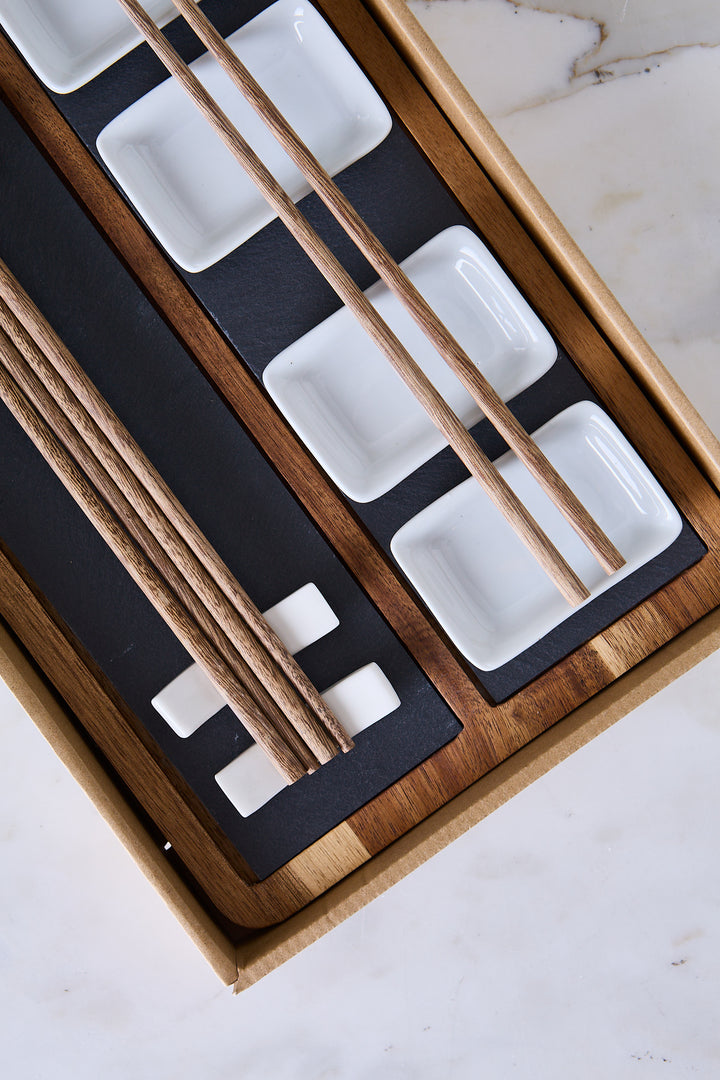 SET DE SUSHI ACACIA & PORCELANA KAZE