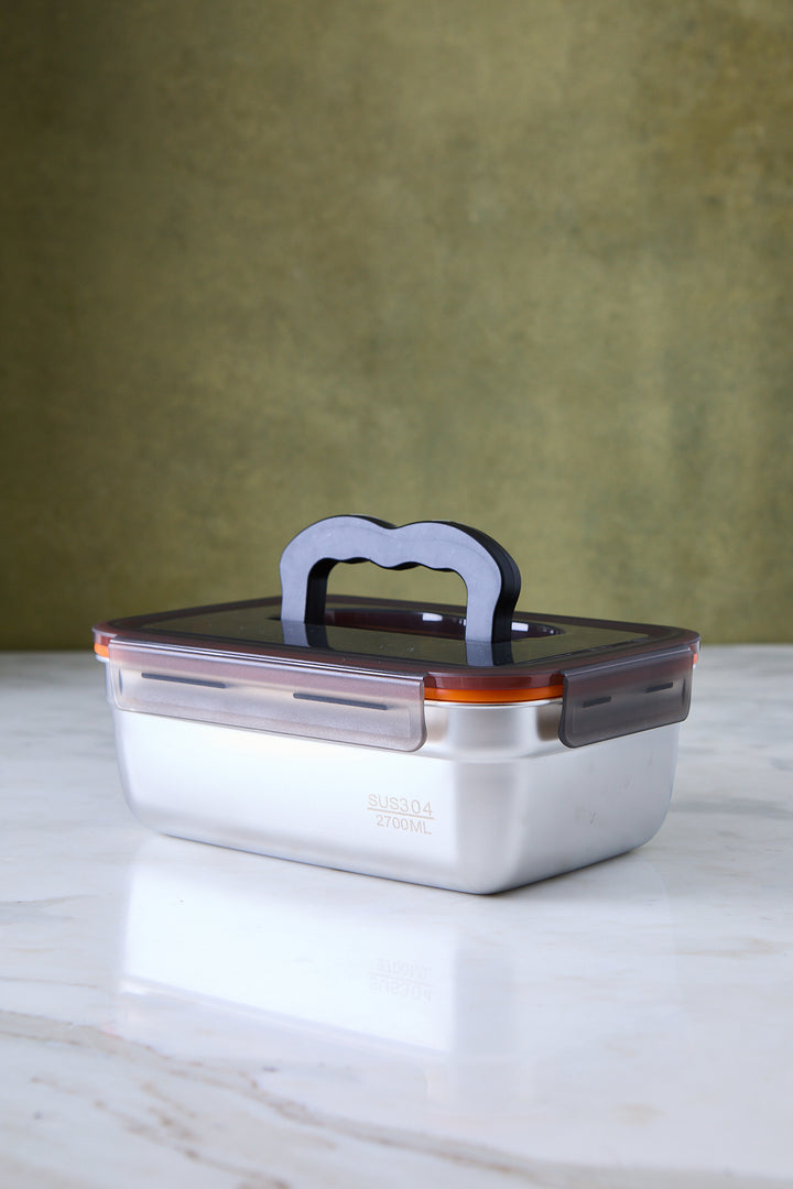 RECIPIENTE DE ALIMENTOS ACERO TAPA DE PVC x 3