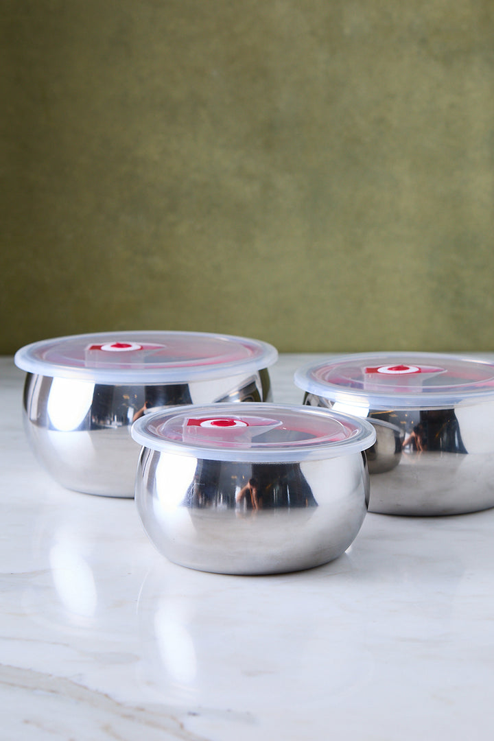 BOWL ACERO TAPA DE PCV CIERRE HERMÉTICO x 3