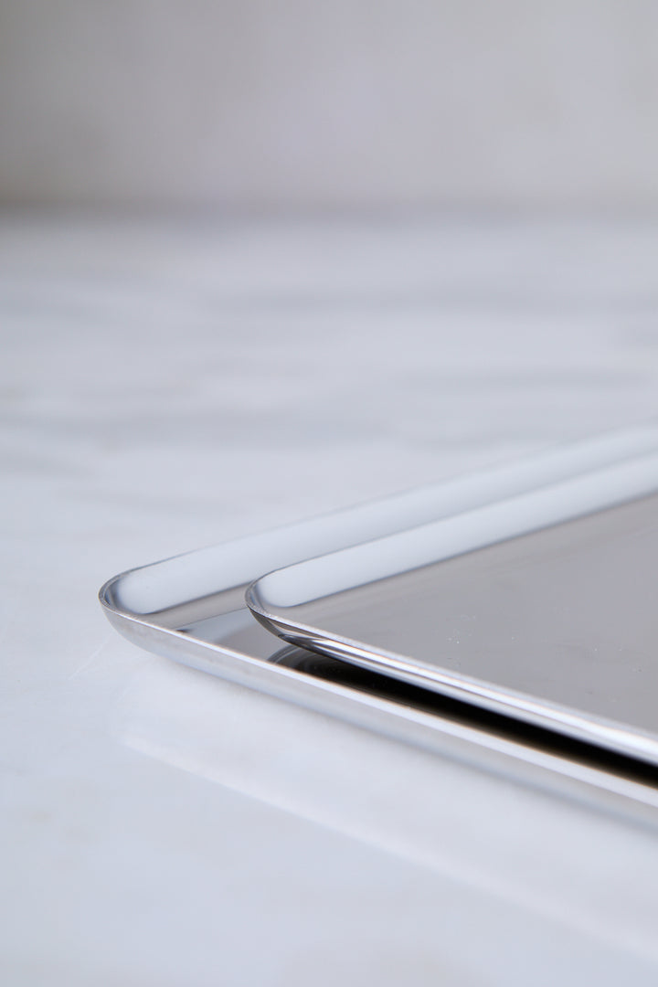 BANDEJA CUADRADA ACERO ESPEJADO 14CM