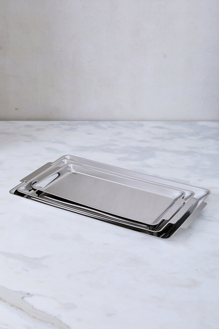 BANDEJA RECTANGULAR ACERO ESPEJADO 36CM