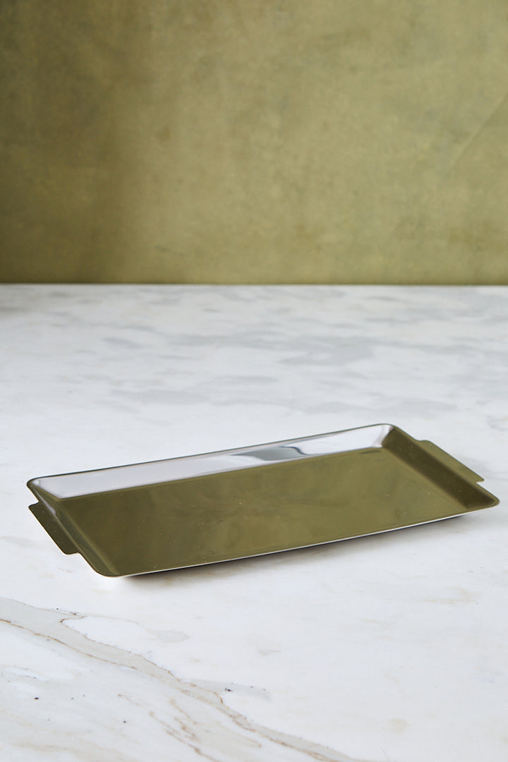 BANDEJA RECTANGULAR ACERO ESPEJADO 36CM