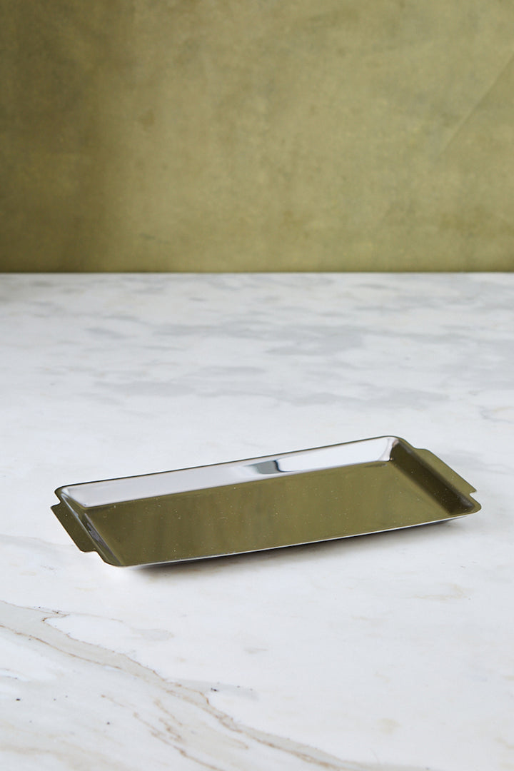 BANDEJA RECTANGULAR ACERO ESPEJADO 32CM