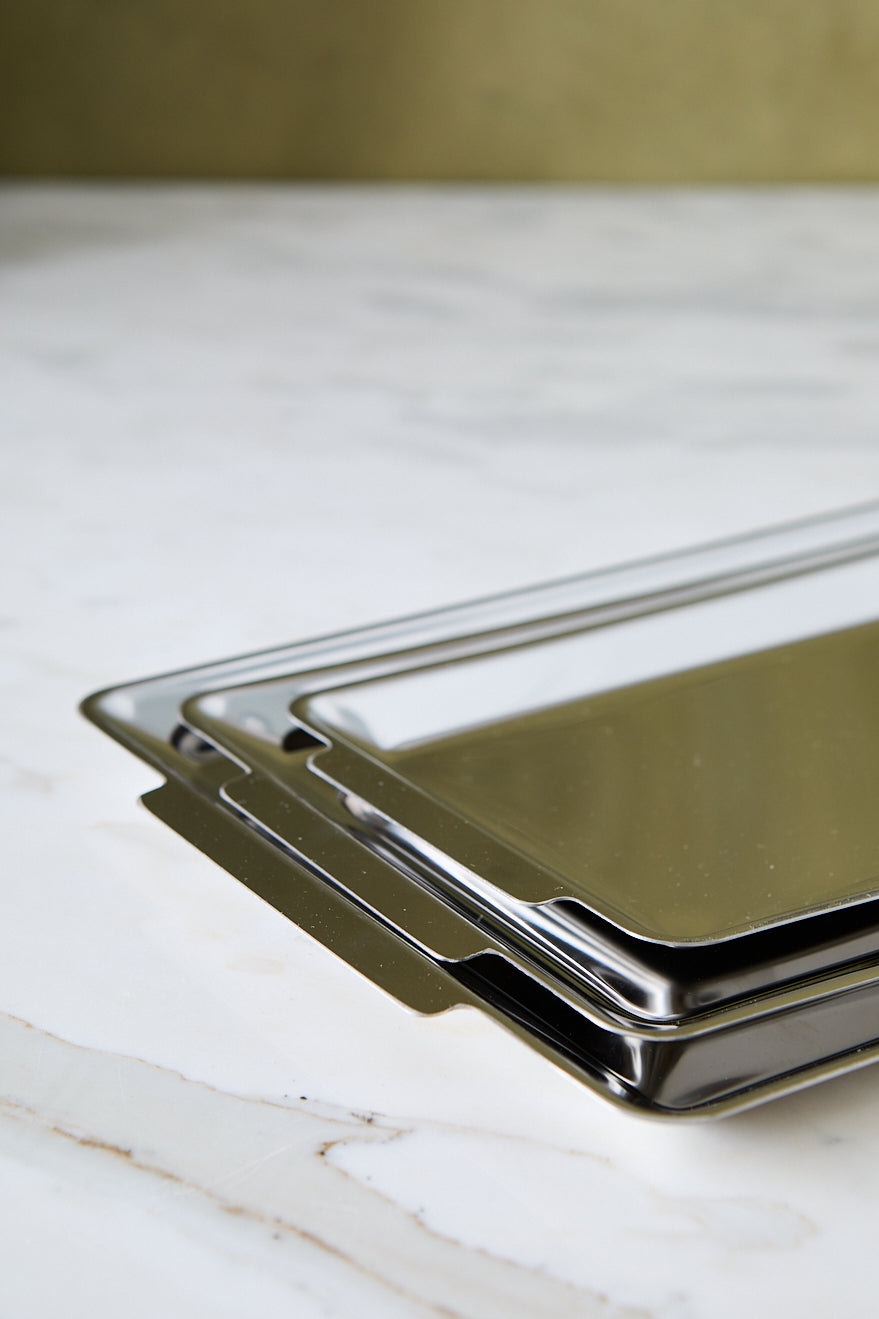 BANDEJA RECTANGULAR ACERO ESPEJADO 40CM