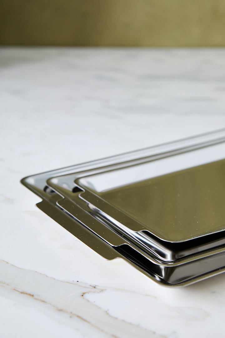 BANDEJA RECTANGULAR ACERO ESPEJADO 40CM