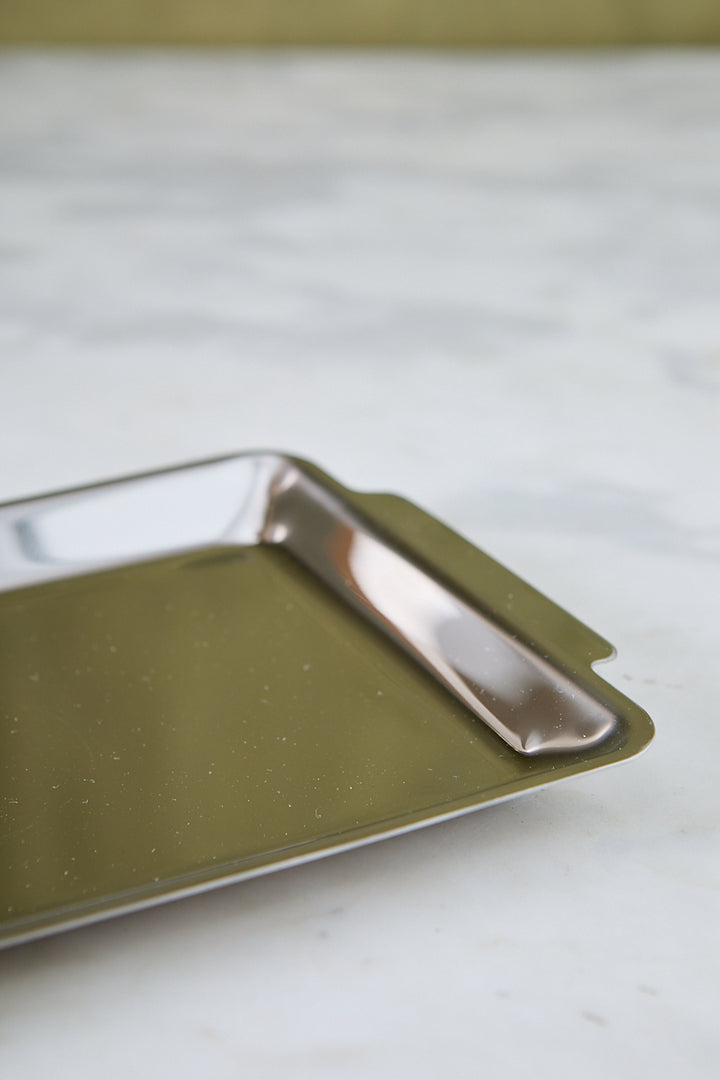 BANDEJA RECTANGULAR ACERO ESPEJADO 32CM