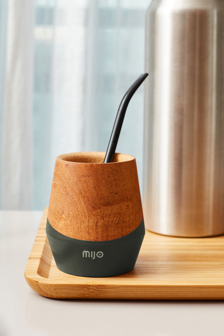 MATE MIJO MADERA CON BOMBILLA GREEN