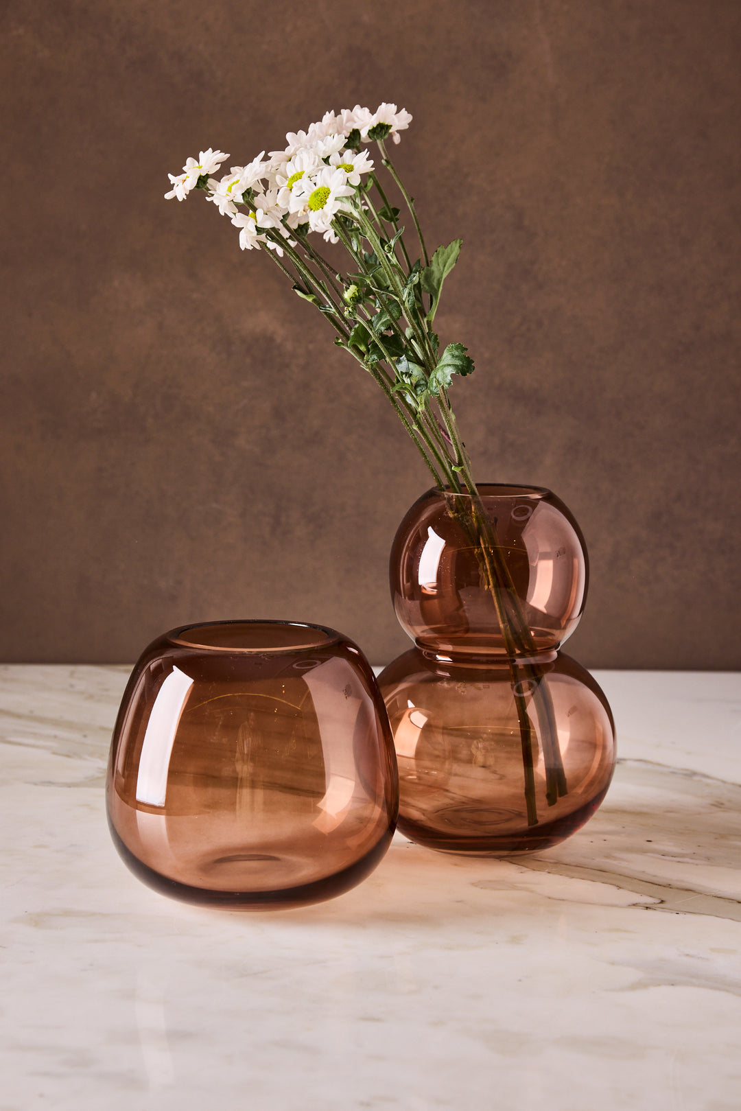 FLORERO BUBBLE BROWN 19CM