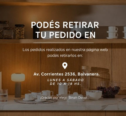 Retiro de pedidos web en Av. Corrientes 2536, Balvanera, lunes a sábado de 10 a 18 hs
