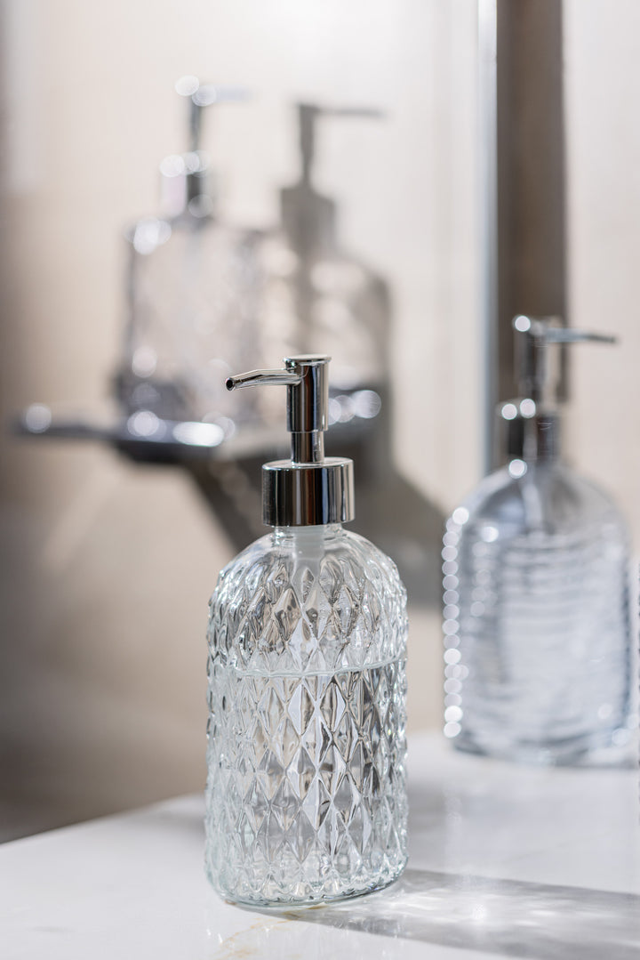 DISPENSER DE JABON TINY ROMBOS CLEAR 400ML