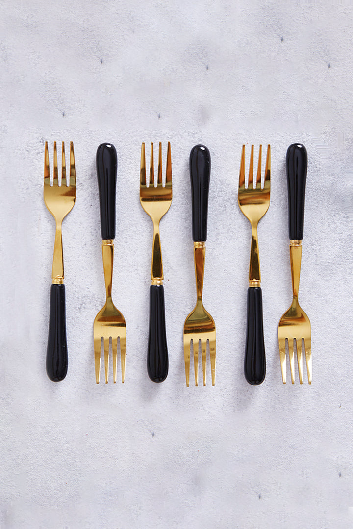 Tenedor De Postre Gold & Black 15 Cm X 6